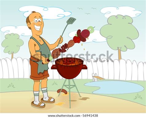 Barbecue Cartoon Cook Stock Vector Royalty Free 56941438