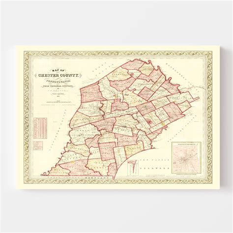 Vintage Map of Chester County, Pennsylvania 1847 by Ted's Vintage Art