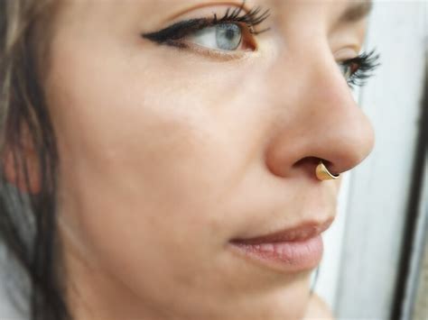 Elegant Gold Septum Piercing Ring 18G Nose Cuff Etsy UK