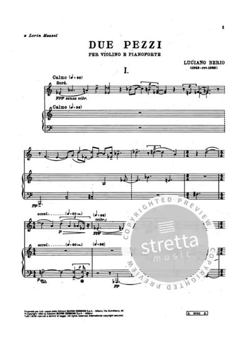 2 Pezzi From Luciano Berio Buy Now In The Stretta Sheet Music Shop