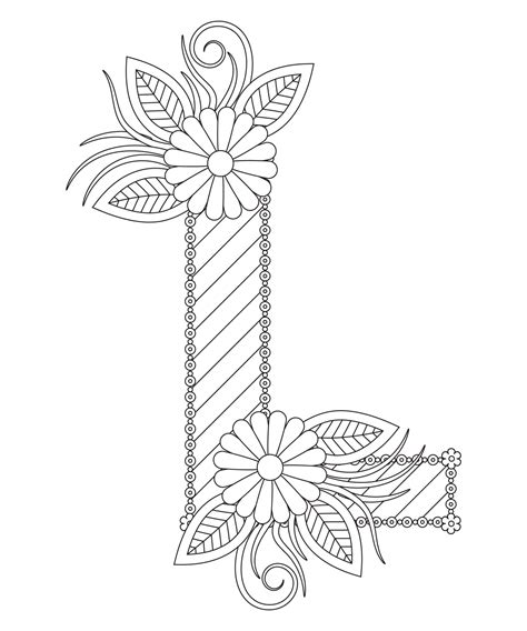 Alphabet Coloring Page With Floral Style Abc Coloring Page Letter L