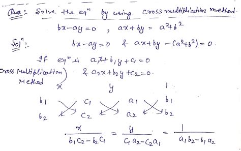 solve the following system of equation using cross multiplication method and verify by