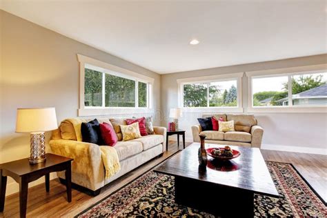 Spacious Living Room Interior With Polished Hardwood Stock Image