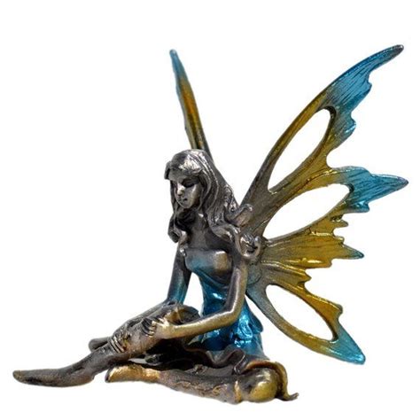 Pewter Fairy Figurinestatue For Decoration Collection Garden Etsy