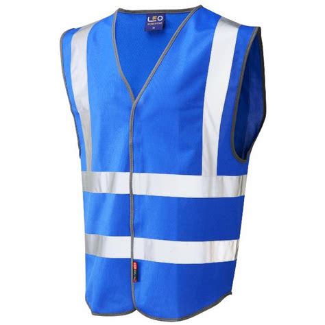 Pencil pocket on left sleeve. Leo Workwear W05-RO Pilton Blue Hi Vis Vest | BK Safetywear