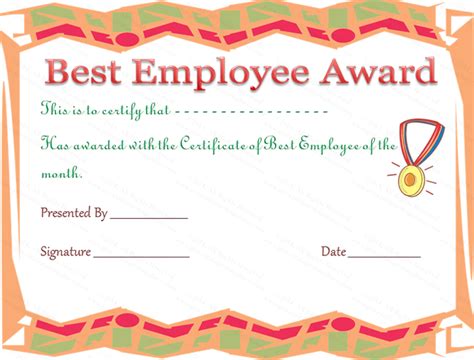 Employee of the year certificate template. Best Employee Award Certificate Template