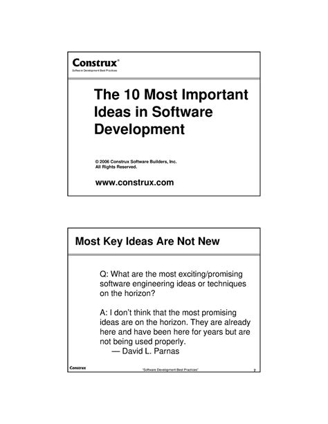 Lab0a 10 Most Important Ideas In Software Development 1 Construx
