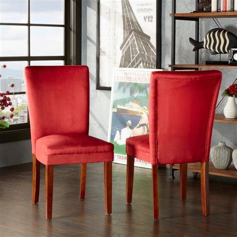 But look how cheerful red chairs can be! Shop TRIBECCA HOME Parson Cranberry Red Dining Chairs (Set ...