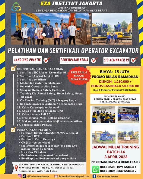 Pendaftaran Pendidikan Dan Pelatihan Operator Excavator Sertifikasi Sio