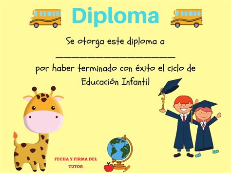 Colecci N De Diplomas Infantiles Para Fin De Curso Editar E Imprimir