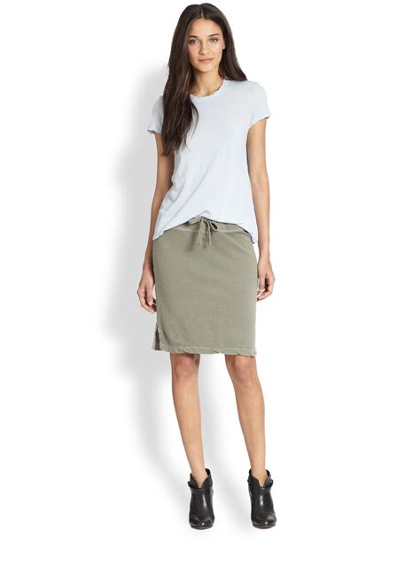 Lyst James Perse Drawstring Cotton Jersey Skirt In Gray