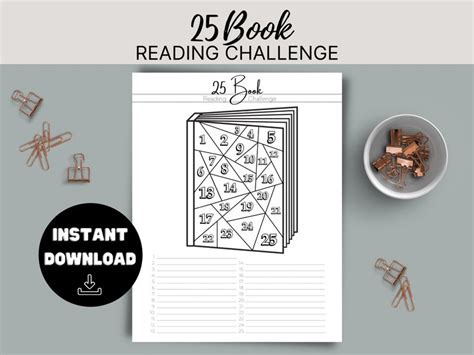 Fun 25 Book Reading Challenge Printable Inserts Summer Etsy