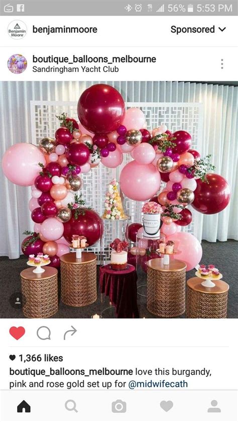 Styled by karyn krywicki of peekaboo parties, out of melbourne, au; BURGUNDY,pink, gold rose gold BALLOONS | Birthday ...