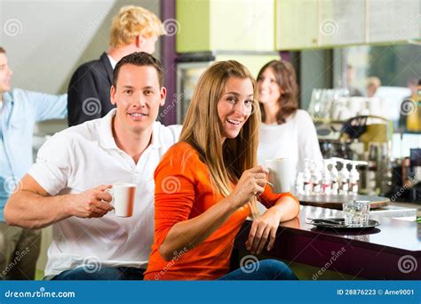 Group Of People In Cafe Drinking Coffee Stock Image Image Of Indoors
