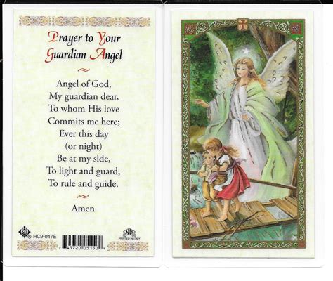 Laminated Prayer Card “prayer To Your Guardian Angel”