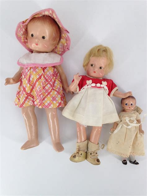 lot 3 vintage effanbee composition patsy dolls including 11 patsy jr 9½ patsyette and 6