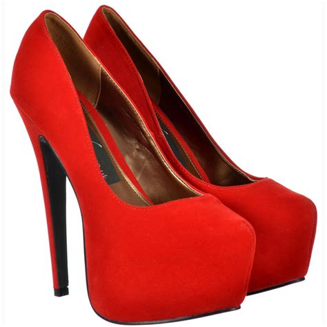 Shoekandi Stiletto High Heel Concealed Platform Shoes Red Shoekandi