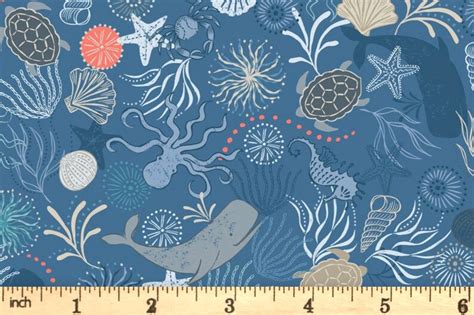 100 Cotton Under The Sea Print Fabric By Lewis And Irene Etsy Uk