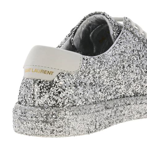 Saint Laurent Laced Sneakers In Glitter Fabric Sneakers Saint