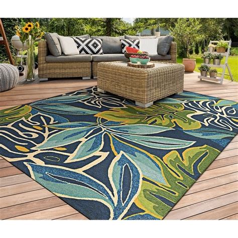 Home 8 x 10 area rugs page 1 of 11. Shop Miami Palms Blue-Deep Green Indoor/Outdoor Area Rug ...