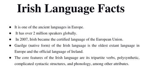 Ppt Irish Language Facts Powerpoint Presentation Free Download Id