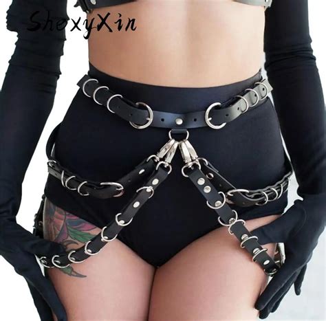 Waist Suspender Straps Femdom Leather Garters Belt Sexy Booded Women Body Bondage Harajuku