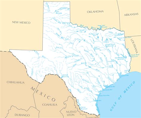 Map Of Texas Rivers And Lakes Maping Resources