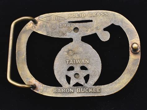 Shriner Masonic Symbol Solid Brass Vintage Belt Buckle Gem