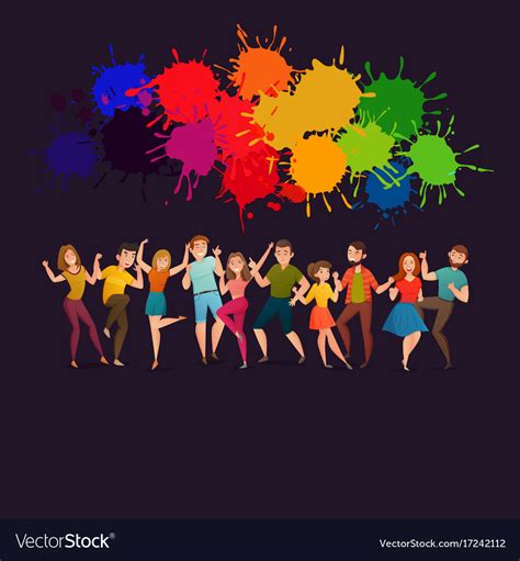 Dancing People Festive Colorful Poster Royalty Free Vector