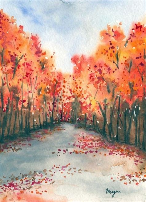 An Acrylic Painting Of Trees In The Fall