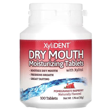 Xylident Dry Mouth Moisturizing Tablets With Xylitol Pomegranate