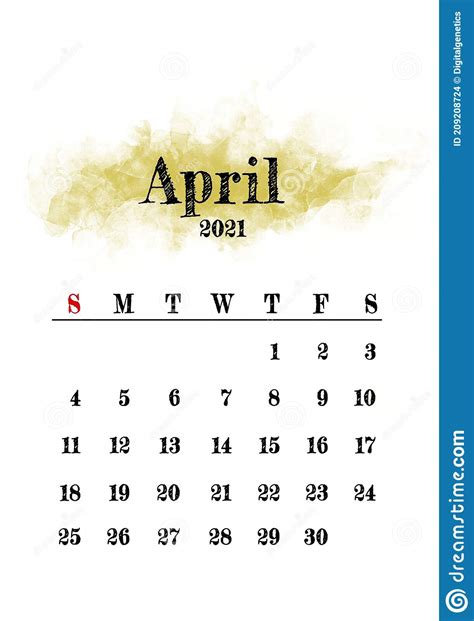 2021 April Monthly Stock Illustration Illustration Of Schedule 209208724