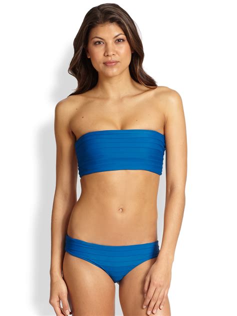 Lyst Mikoh Swimwear Detailed Bandeau Bikini Top In Blue