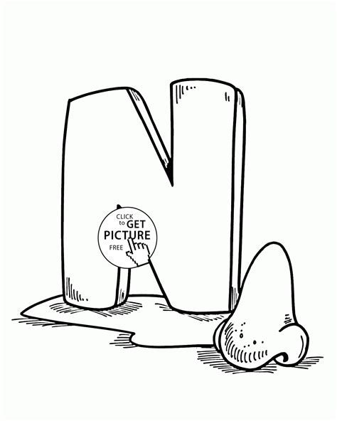 Don't be shy, get in touch. Letter N - Alphabet coloring pages for kids, ABC ...