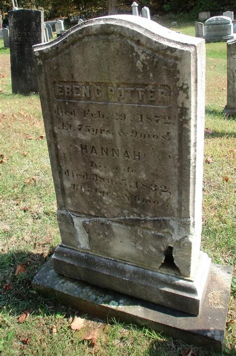 Ebenezer C Eben Potter And Hannah M Spear Potter Headstone
