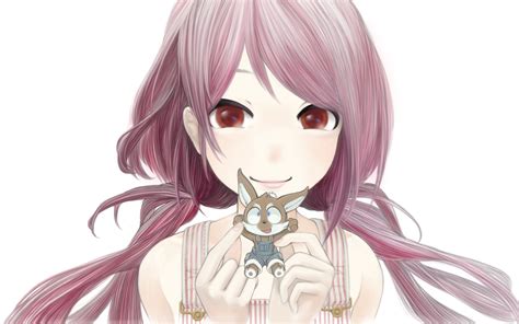 Long Hair Pink Hair Red Eyes Twintails Smiling Anime Girls