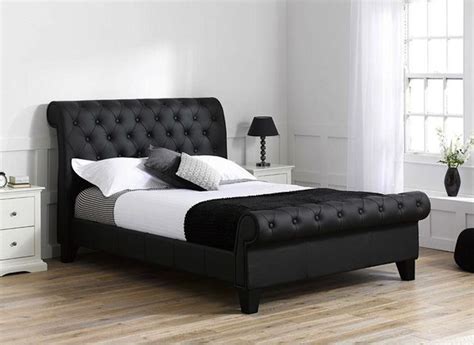 faux leather chesterfield sleigh bed frame bedworld ireland