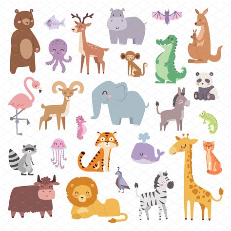 Cartoon Animals Character Vector Illustrator Graphics Creative Market