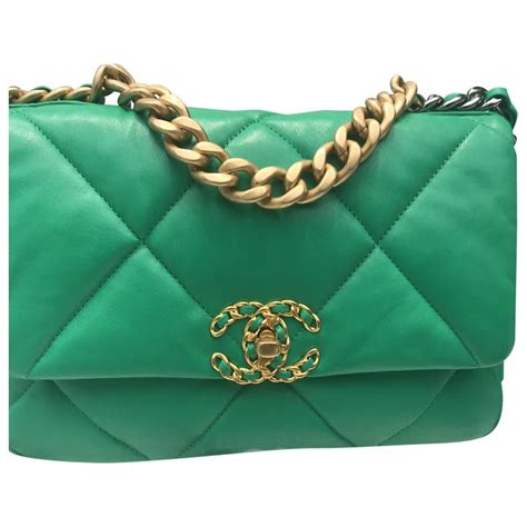 Chanel 19 Leather Handbag Chanel Green In Leather 10095912 In 2021