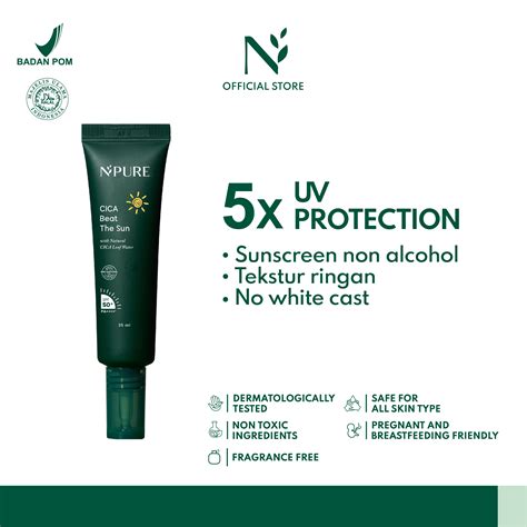 npure sunscreen cica beat the sun spf 50 pa original lazada indonesia