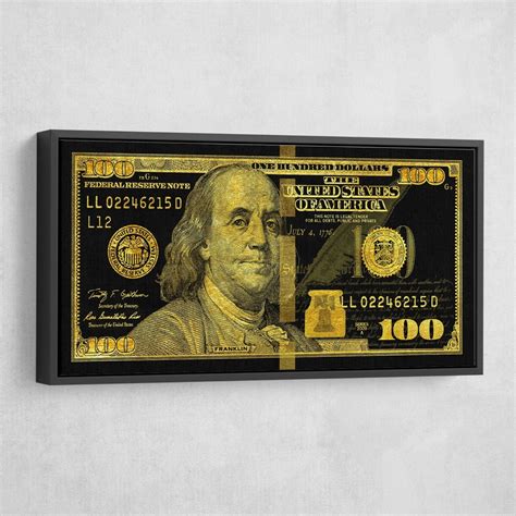 Big Benjamin 100 Dollar Bill Money Canvas 100 Dollar Bill Art