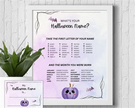 What S Your Halloween Name Game Halloween Party Activity Etsy