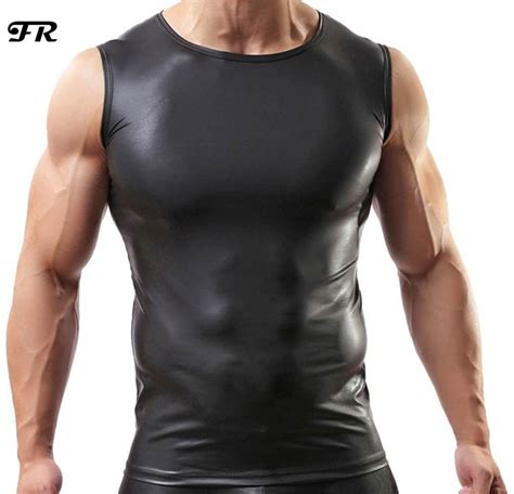Fr Mens Faux Leather Sleeveless Undershirt Muscle Vest Shirt Men S Tank