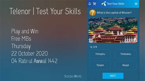 Telenor Test Your Skills Answers 22 October 2020 Youtube