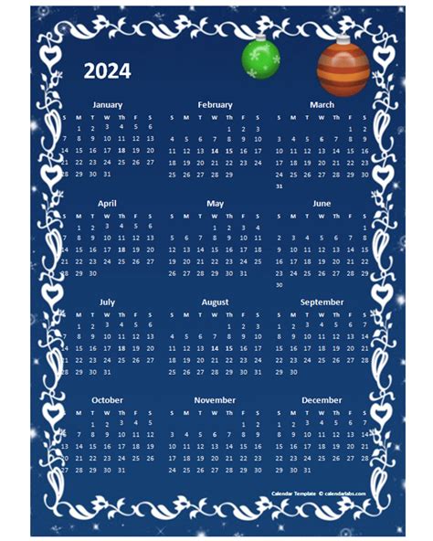 2024 Yearly Calendar Design Template Free Printable Templates