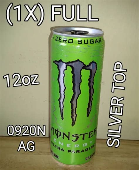 Rare Monster Energy Drink Ultra Paradise 12oz Silver Top 1x Full