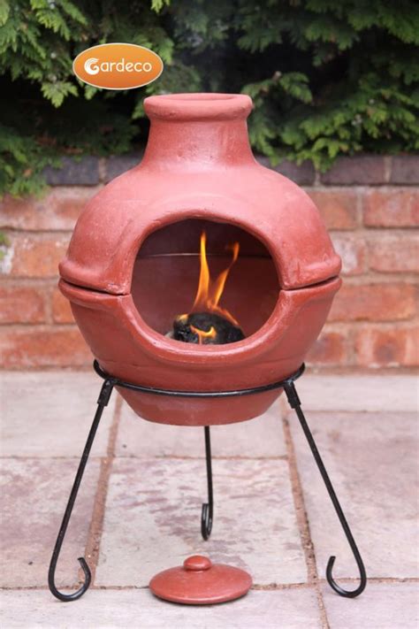 New Cozumel Red Clay Chiminea Fire Pit Wood Burner Patio Heater With