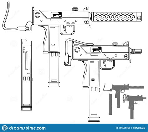 Uzi Gun Vector Cartoon Vector 71033653