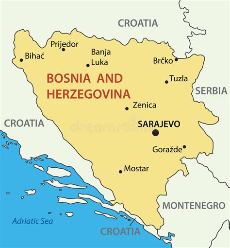Bosnia And Herzegovina Vector Map Stock Vector Illustration Of