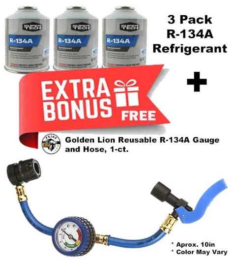 3 Pack R 134a Refrigerant Automotive 12oz Self Sealing Container With
